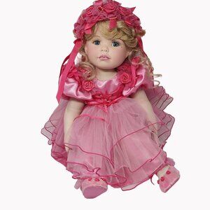 Marie Osmond Coming Up Roses Friendship Doll 16" Pink Dress Blonde Hair